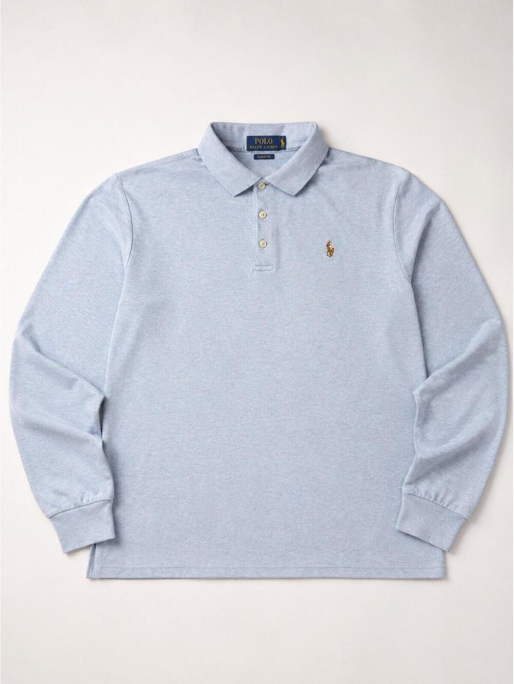 Polo Ralph Lauren Polo Shirt Mens XXL Light Blue Solid Long Sleeve Pony Logo